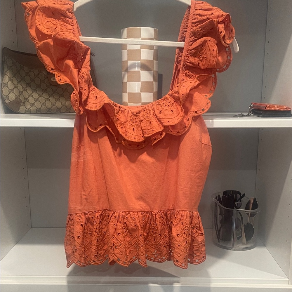 Express Orange Ruffled Blouse